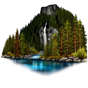 Forest Mountain River Clipart PNG Mjg28 PNG