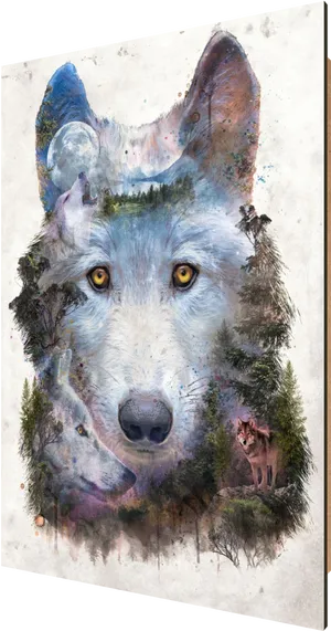 Forest Spirit Wolf Artwork PNG image