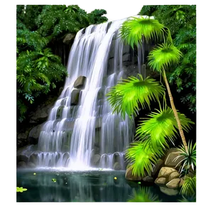 Forest Waterfall Oasis Png Iod68 PNG image