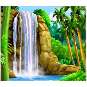 Forest Waterfall Oasis Png Kim PNG image