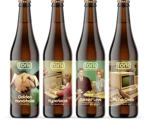 Fork Brewcorp Craft Beer Bottles PNG image