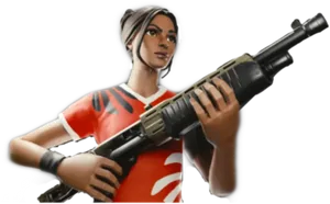 Fortnite Female Skin With Rifle PNG image