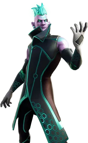 Fortnite Green Haired Character Pose PNG image