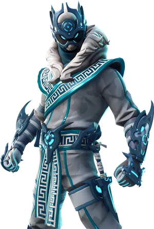 Fortnite Ninja Outfit Blue Glow PNG image