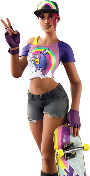 Fortnite Skater Girl Victory Pose PNG image