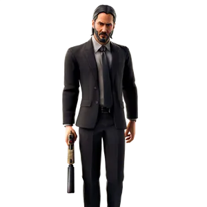 Fortnite_ Suited_ Character_ With_ Gun PNG image