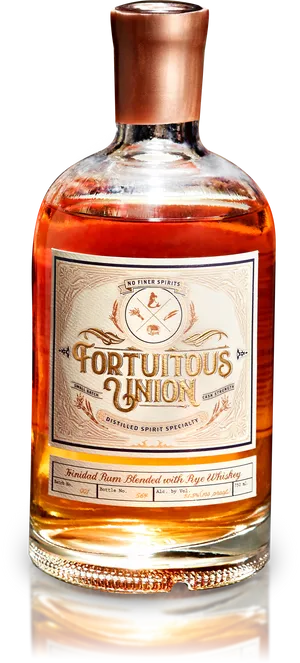 Fortuitous Union Rum Whiskey Blend Bottle PNG image