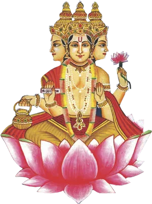 Four Faced Brahma Seatedon Lotus PNG image