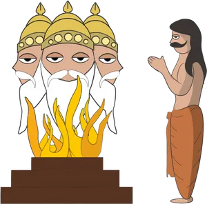 Four Faced Brahmaand Devotee PNG image