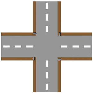Four Way Intersection Top View PNG image