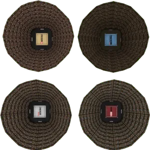 Four Woven Basketswith Labels PNG image