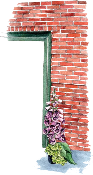 Foxglove Brick Wall Corner PNG