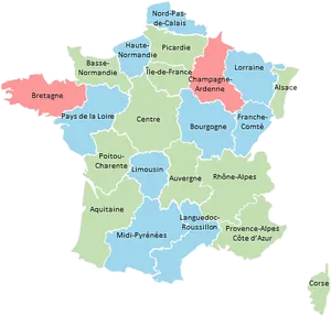 France Administrative Regions Map PNG image