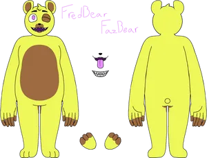 Fredbear Fazbear Character Design PNG image