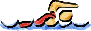 Freestyle Swimmer Stylized Illustration PNG