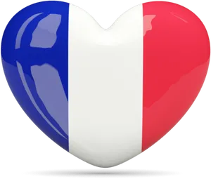 French Flag Heart Shaped Icon PNG image