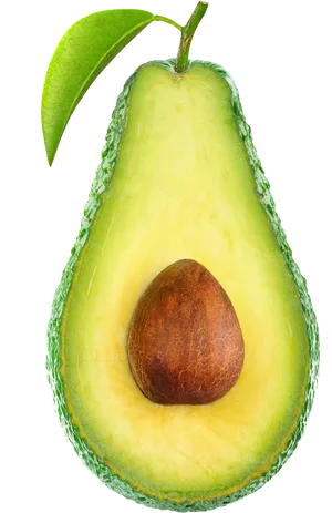 Fresh Avocado Half With Leaf PNG image