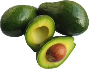 Fresh Avocado Halvedand Whole PNG image