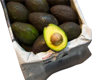 Fresh Avocadosin Basketwith One Halved PNG image