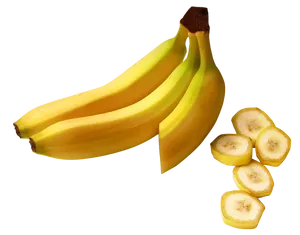 Fresh Bananasand Slices Transparent Background PNG image