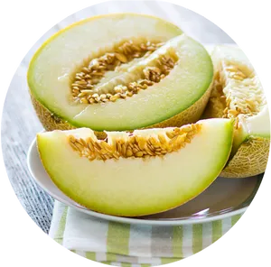 Fresh Cantaloupe Sliceson Plate PNG image