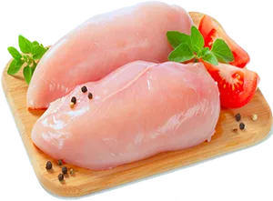 Fresh Chicken Breastson Cutting Board PNG image