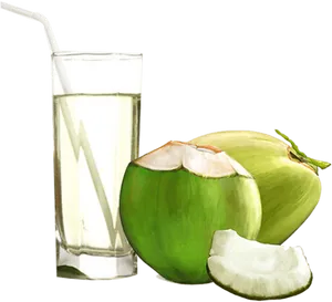 Fresh Coconut Water Glass PNG image