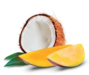 Fresh Coconutand Mango Slice PNG image