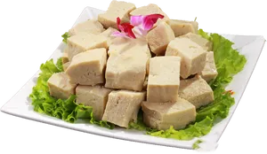 Fresh Cubed Tofu Platter PNG image