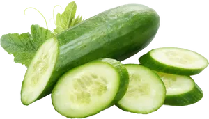 Fresh Cucumberand Slices.png PNG image