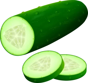Fresh Cut Cucumber Graphic PNG