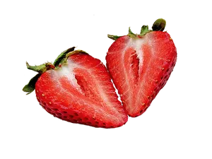Fresh Cut Strawberryon Black Background