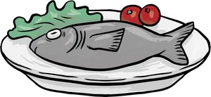 Fresh Fishon Plate Illustration PNG image