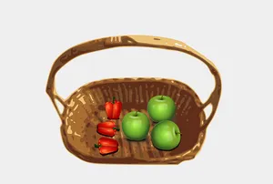 Fresh Fruit Basket Illustration PNG image