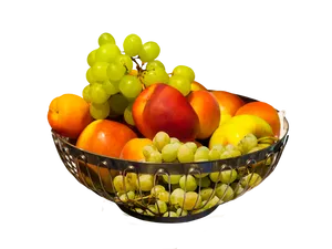 Fresh Fruit Bowl Black Background PNG