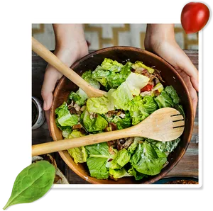 Fresh Garden Salad Mixing PNG image