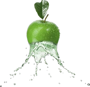 Fresh Green Apple Water Splash PNG image