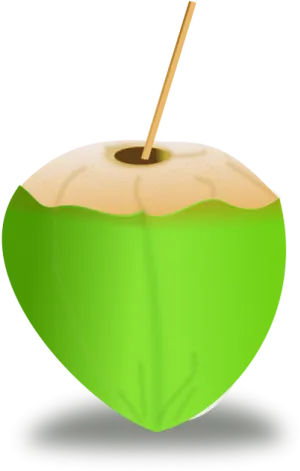 Fresh Green Coconut With Straw