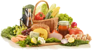 Fresh Grocery Selection Basket Variety PNG image