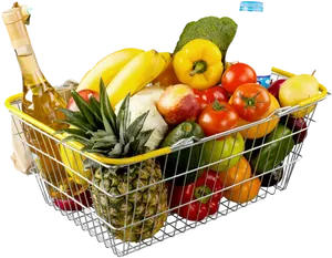 Fresh Grocery Shopping Basket Fruits Vegetables PNG image