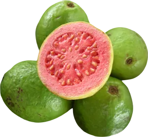 Fresh Guava Fruit Half Cut PNG image