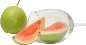 Fresh Guavaand Slicesin Glass Bowl PNG image