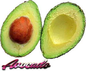 Fresh Halved Avocado With Seed PNG image