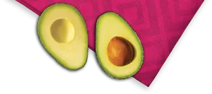 Fresh Halved Avocadoon Pink PNG image