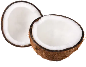 Fresh Halved Coconut Transparent Background PNG image