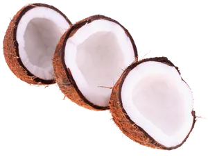 Fresh Halved Coconuts Transparent Background PNG image