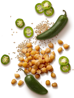 Fresh Hummus Ingredients Floating PNG