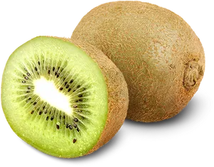 Fresh Kiwi Fruit Halvedand Whole PNG image