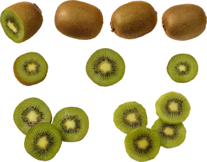 Fresh Kiwi Fruit Slices Transparent Background PNG image