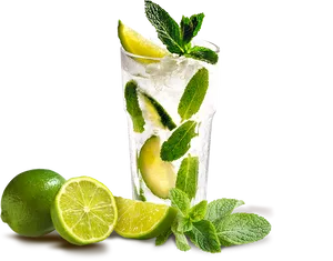 Fresh Mojito Cocktail Lime Mint PNG image